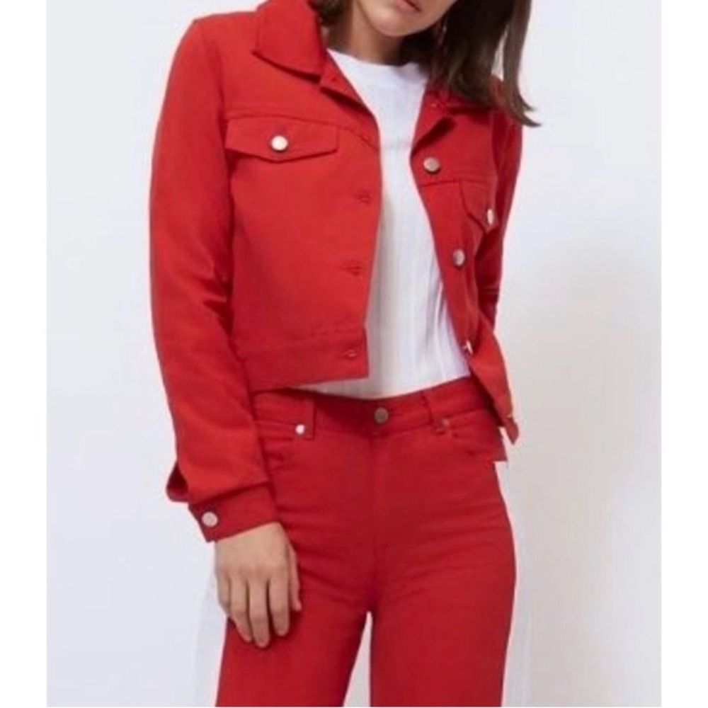 NWOT BLDWN Sonic Jacket Scarlet Red Cotton Twill Trucker Jean Jacket Style M
